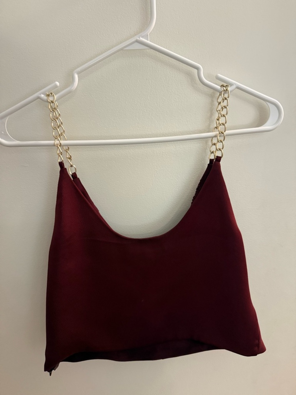 Zara Burgundy Chain-Strap Crop Cami